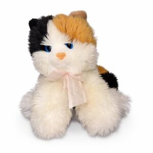 Aurora World Plush Cat Stuffed Animal Blue Eyes Pink Ribbon Soft Toy